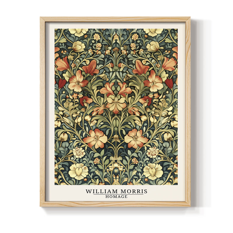 WM MORRIS Series CMV Framed Print - Solid Wood, Naturel, H 11 po x l 9 po