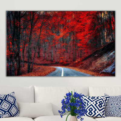 « red forest road », reproduction de photo sur toile tendue