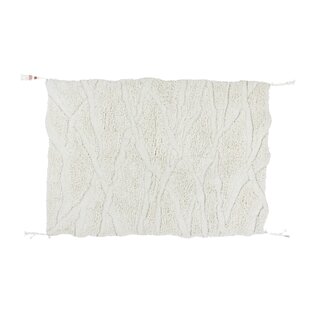 Handgefertigter Teppich Enkang aus Wolle in Natur/Champagner/Arabesque