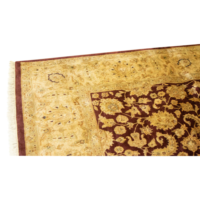Hand Knotted Area Rug in Red And Gold