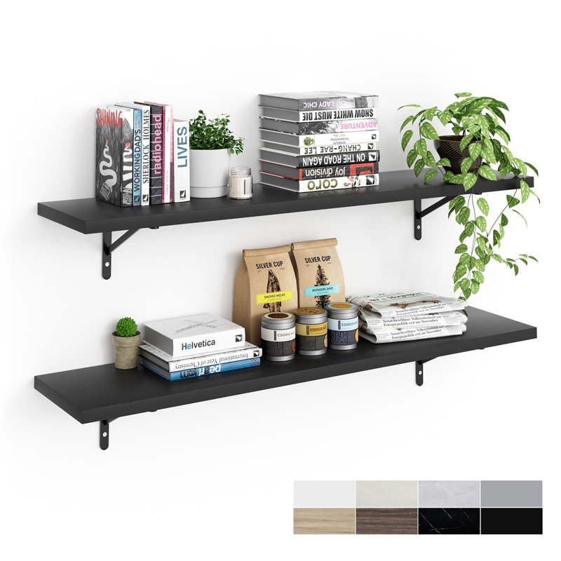 Ensemble de 2 cipollas muraux 45 po x P 45 po x 45 po, Noir, H 0,75 po x l 45 po x P 0,75 po