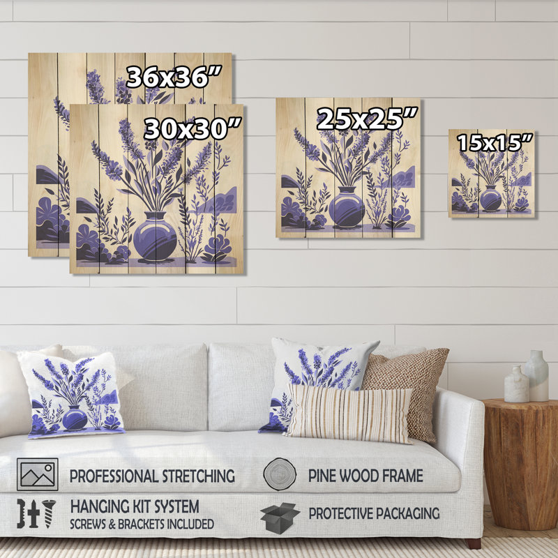 «Mauve Boho Pottery Blooms IV - Boho Pottery» sur impression sur bois, H 36 po x l 36 po