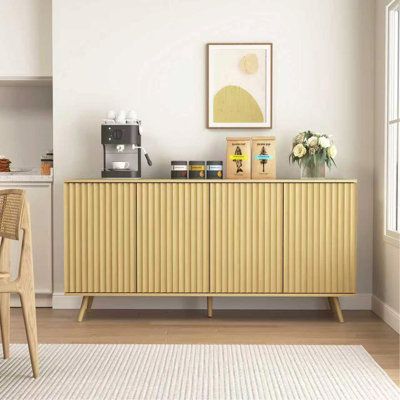 Sideboard Buffet Cabinet With Storage, Long Sideboard Storage Cabinet With 4 Doors, Wood Credenza Console Coffee Bar Cabinets With Adjustable Shelves