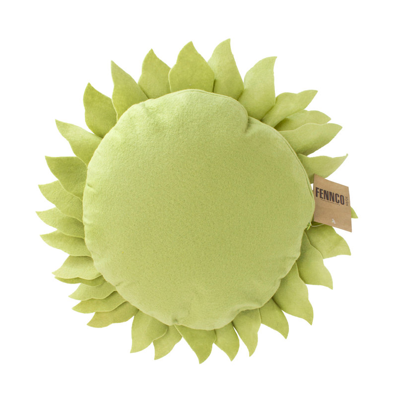 Coussin décoratif décoratif fait à la main avec fleurs 3D, Vert/jaune