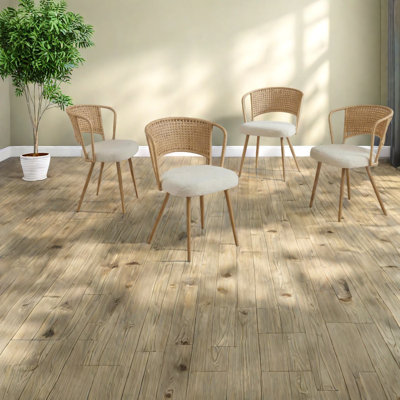 Chaises de salle à manger confortables en rotin et en métal style campagnard pour la cuisine
