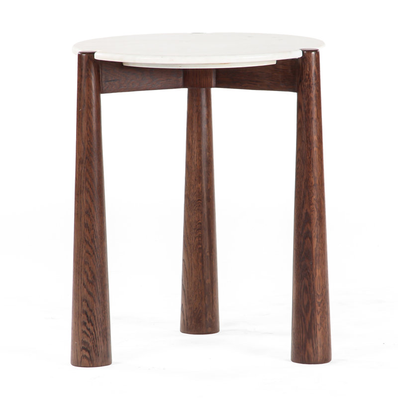 Table d'appoint Elliott Carver, Plateau blanc / base brune