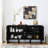 60" Mid Century Modern Sideboard Buffet Cabinet With Storage, TV Media Console, Storage Cabinet With Geometric Pattern & Adjustable Shelves For Kitchen Dining Living Room Entryway Hallway, Black-282393990