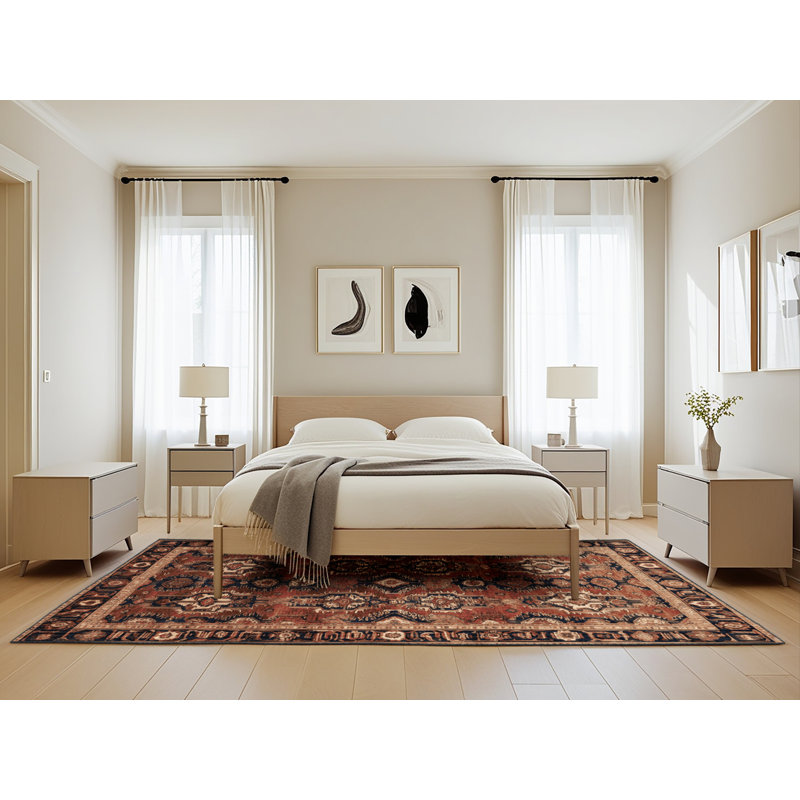 Machine Washable Persian Brown Area Rug, Rectangle 5' x 8'