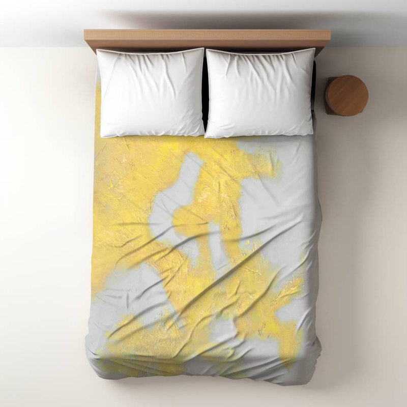 Polyester Sateen Duvet Cover, Twin Duvet, Blue Gold Stains