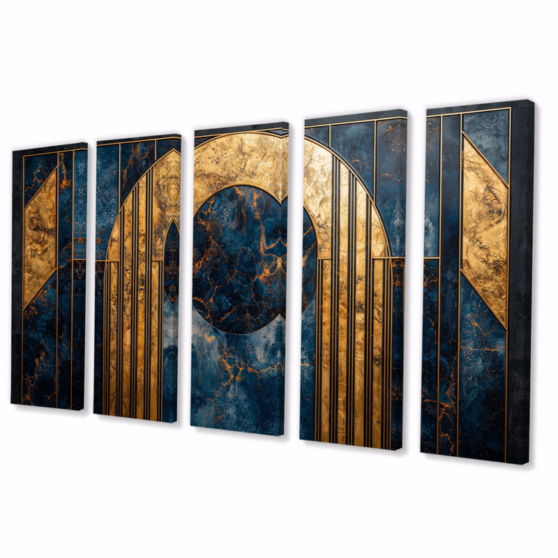 Formes géométriques essentielles dorées - art abstrait Art déco - ensemble de décorations murales modernes, 5