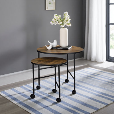 Vintage Oak Finish Nesting Table Set