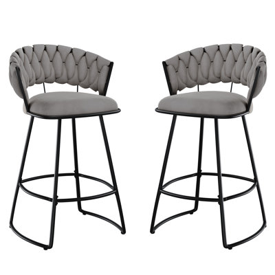 Upholstered Counter Stool With Metal Frame