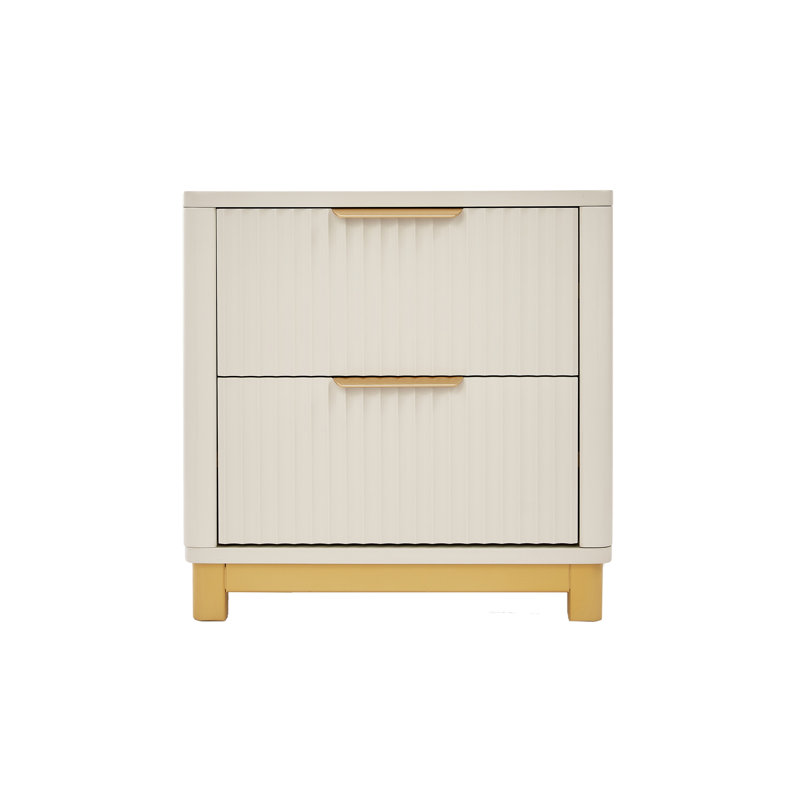 Devingo 50cm W Bedside Table, White