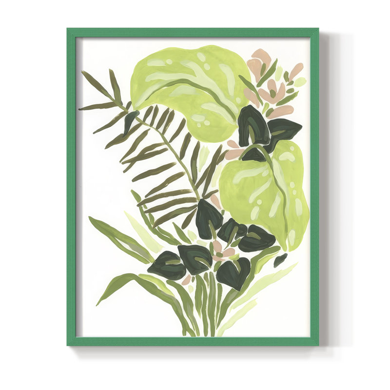 «Lime Leaf Medley II», reproduction encadrée - bois massif, H 30 po x l 24 po, Vert
