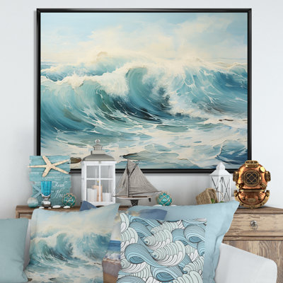 Aquarelle, tempête, océan côtier - Océan côtier, art mural