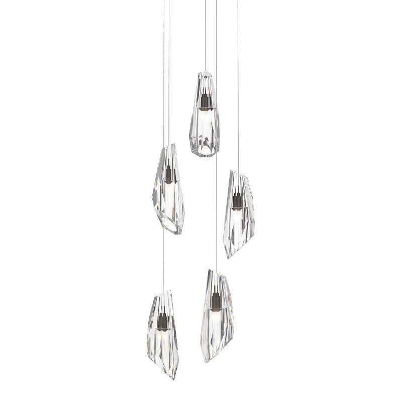 Luminaire suspendu 5 lumières Luma, Long: 16 po à 130 po, Bronze huilé