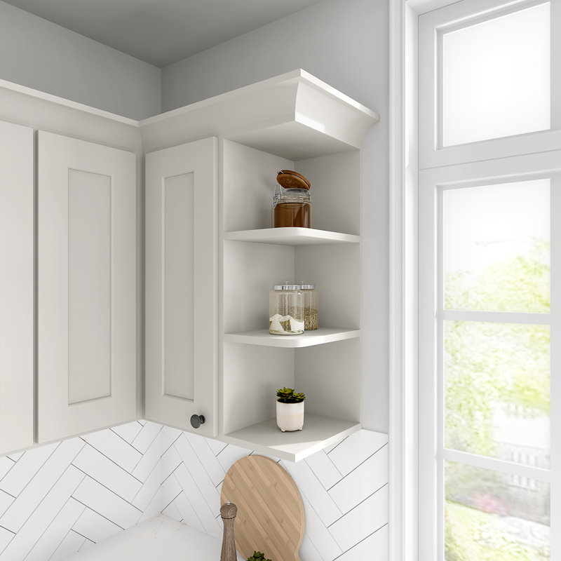 Tablette murale, 9" W x 30" H x 12" D, Crème Shaker