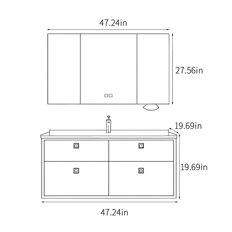 Simple medieval style bathroom cabinet, White
