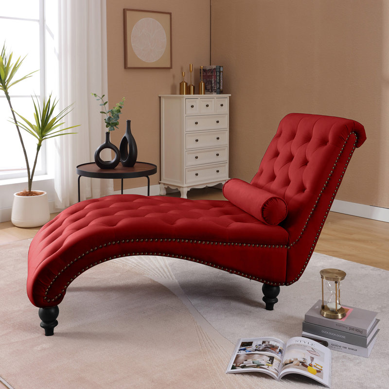 Velvet Chaise Lounge, Red Velvet