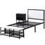 Lit plateforme simple en métal avec rangement et armoire exceptionnellement en bois, noir remarquable-970585175