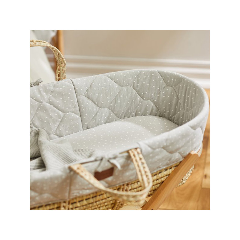 Linen Blend Fitted Moses Basket Fitted Sheet, Grey
