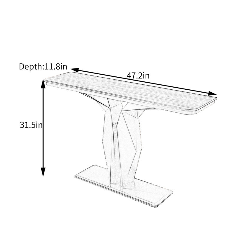Modern Minimalist Walnut Console Table, 31.5" H x 47.2" W x 11.8" D, Black