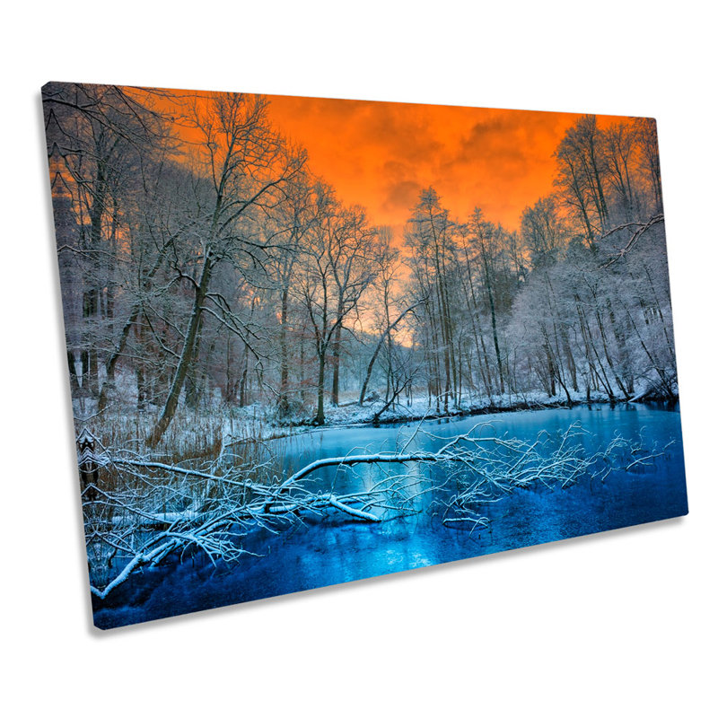X5342 Winter Landscape Sunset - Wrapped Canvas Print, 50.8cm H x 76.2cm W x 2cm D