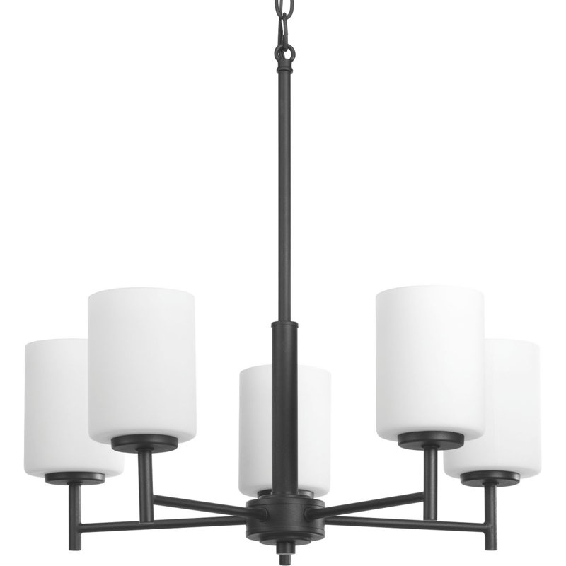 5 - Light Steel Dimmable Chandelier, Black, 5