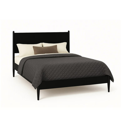 Lit plateforme en bois noir Mid-Century