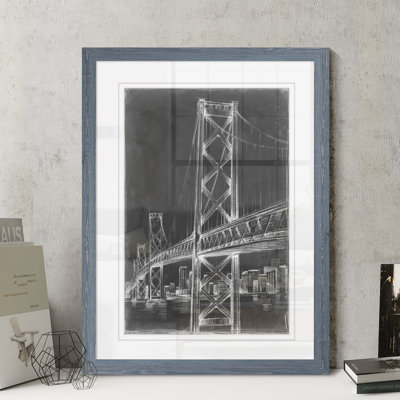 «Suspension Bridge Blueprint II» par Paul Cezanne - reproduction d'art encadrée
