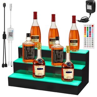 3 Step LED Display Shelf, Lighted Bar Shelves