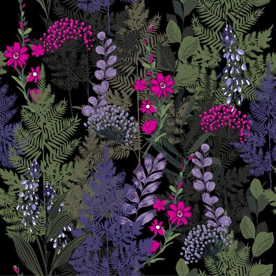 Forest Flowers 10.4' L x 125"" W Peel and Stick Wallpaper Panel -  Red Barrel StudioÂ®, B4D6E787A45443B483D177CBDB63D4F9