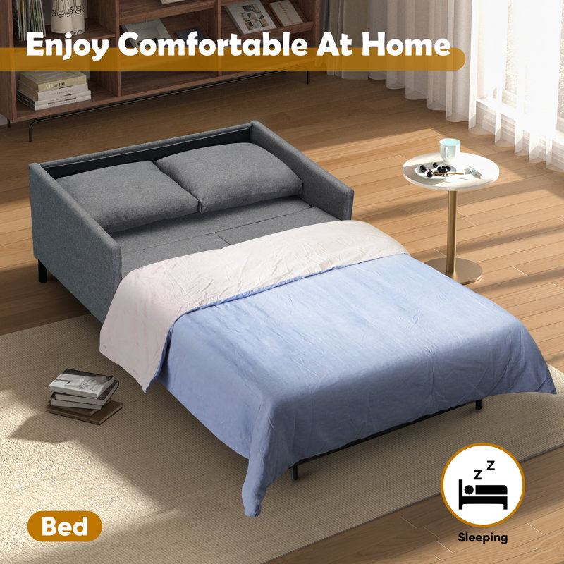 Canapé-lit 50,4 po Rakki, 100 % polyester gris