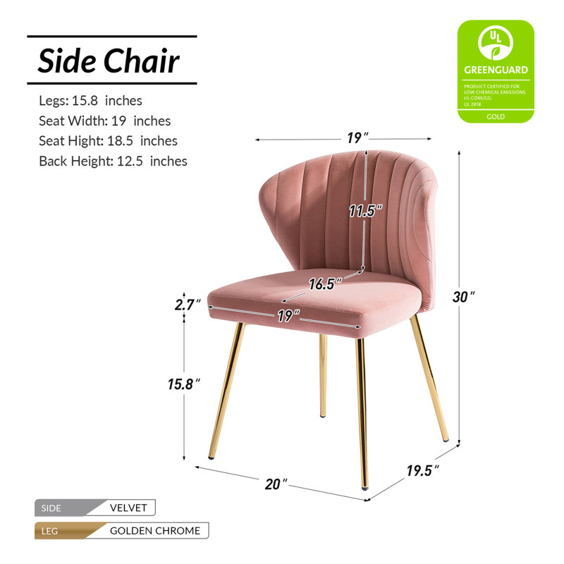 Leona Modern Tufted Velvet Wingback Dining Chair, Pink Velvet