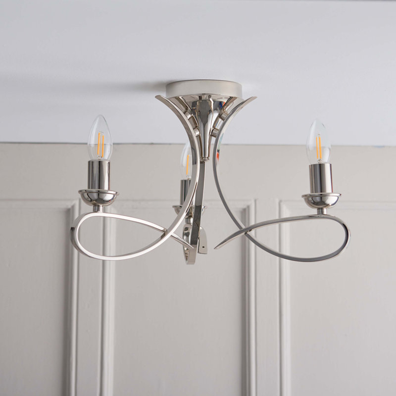 Cliff Semi Flush Mount, Polished Nickel