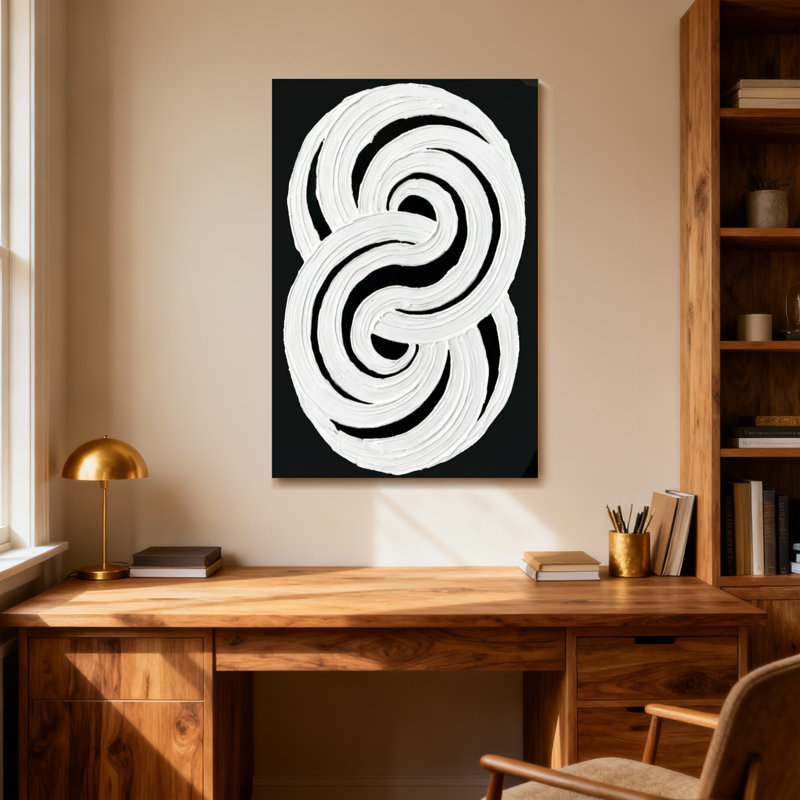Tourbillons blancs à la mode abstraits sur fond noir