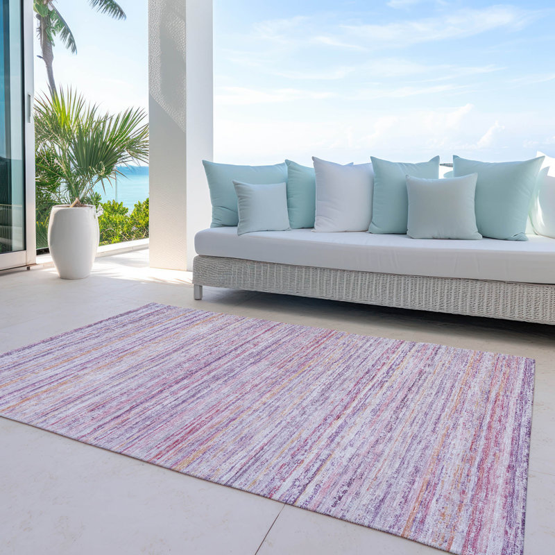 Tapis intérieur / extérieur rose Zephyna , 10 pi x 14 pi