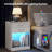 Modern White Nightstands with Multi-color RGB LED Lights & Charging Station, 2 Drawers & Open Shelf in Minimalist Style-1441720302