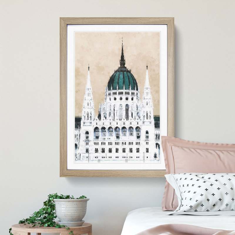 Parliament Building in Budapest - Picture Frame Graphic Art Print, 63cm H x 45cm W x 2cm D, Oak Framed