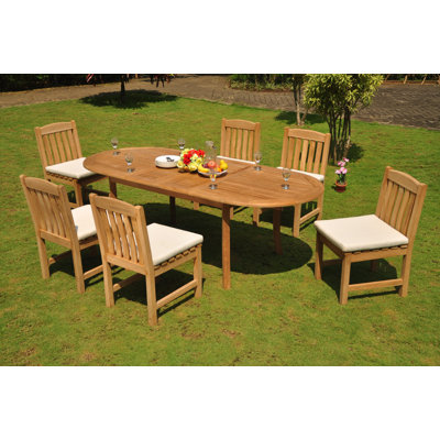 Midcre 10 - Person Teak Wood Patio Dining Set with Oval Table