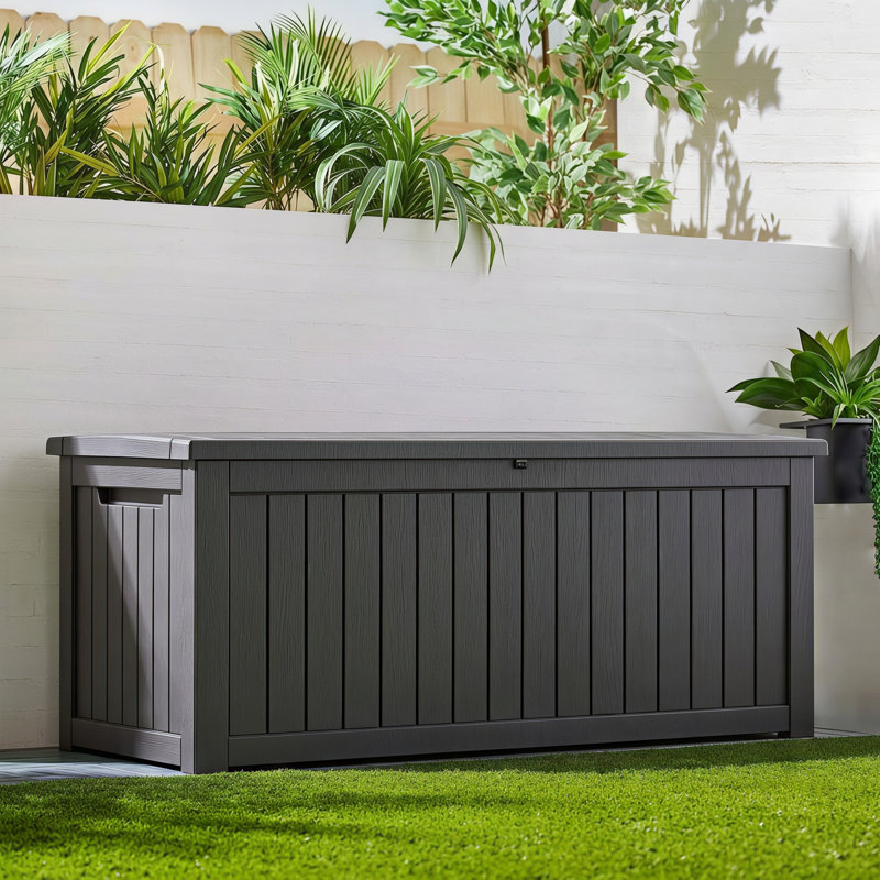Coffre de terrasse en résine de 270 gallons Yardgrace, résistant à l'eau et verrouillable, Black