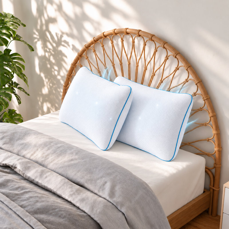 Oreillers en mousse viscoélastique déchiquetée, taille standard, ensemble de 2, confort rafraîchissant pour les dormeurs chauds, fermeté réglable avec housses amovibles
