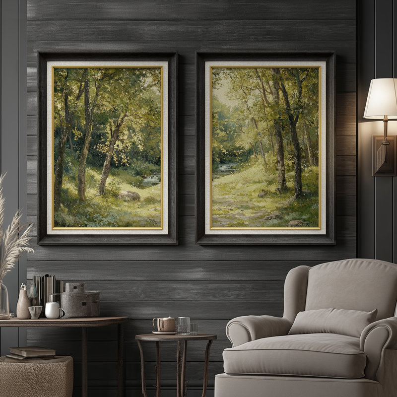Ensemble de 2 œuvres d'art encadrées de qualité supérieure sur toile de qualité supérieure avec cadre de 26 po x 36 po, Noir