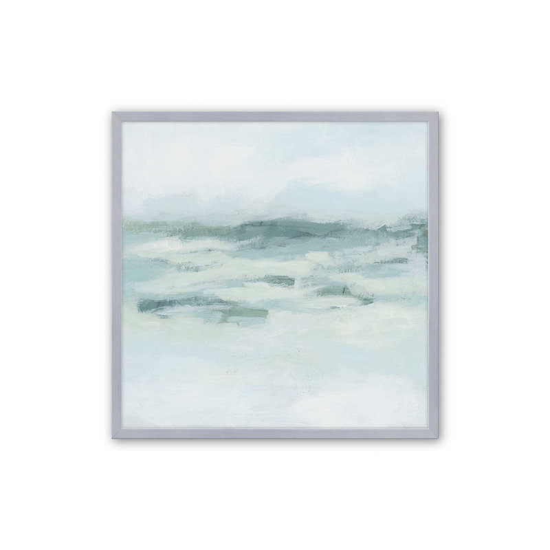 Doux océan turquoise, impression, H 17,75 po x l 17,75 po, Encadrement ouvert, chrome poli