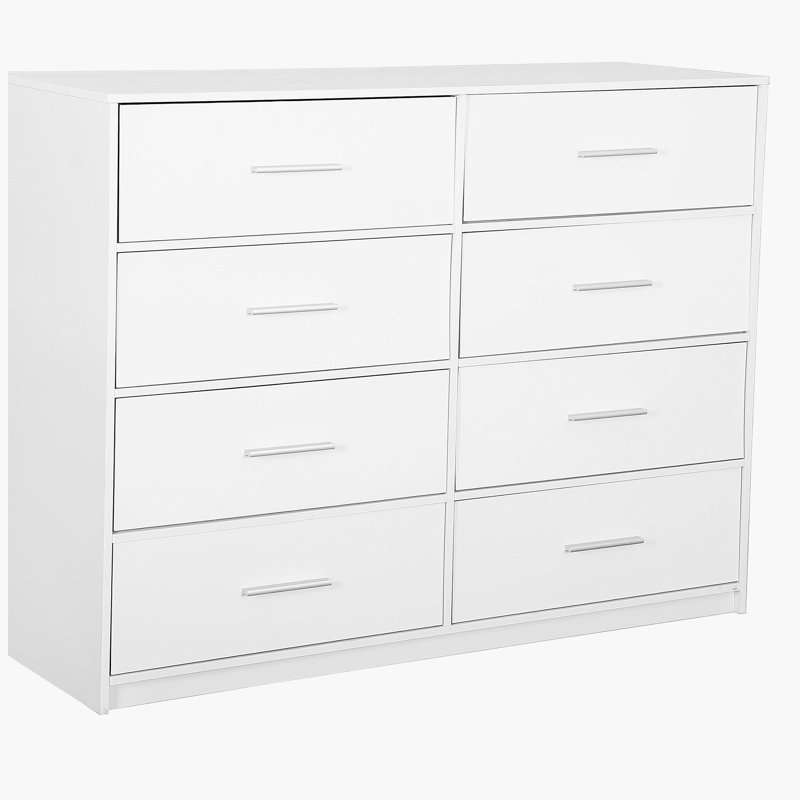 Armoire à 8 tiroirs, avec grands tiroirs en tissu, blanc
