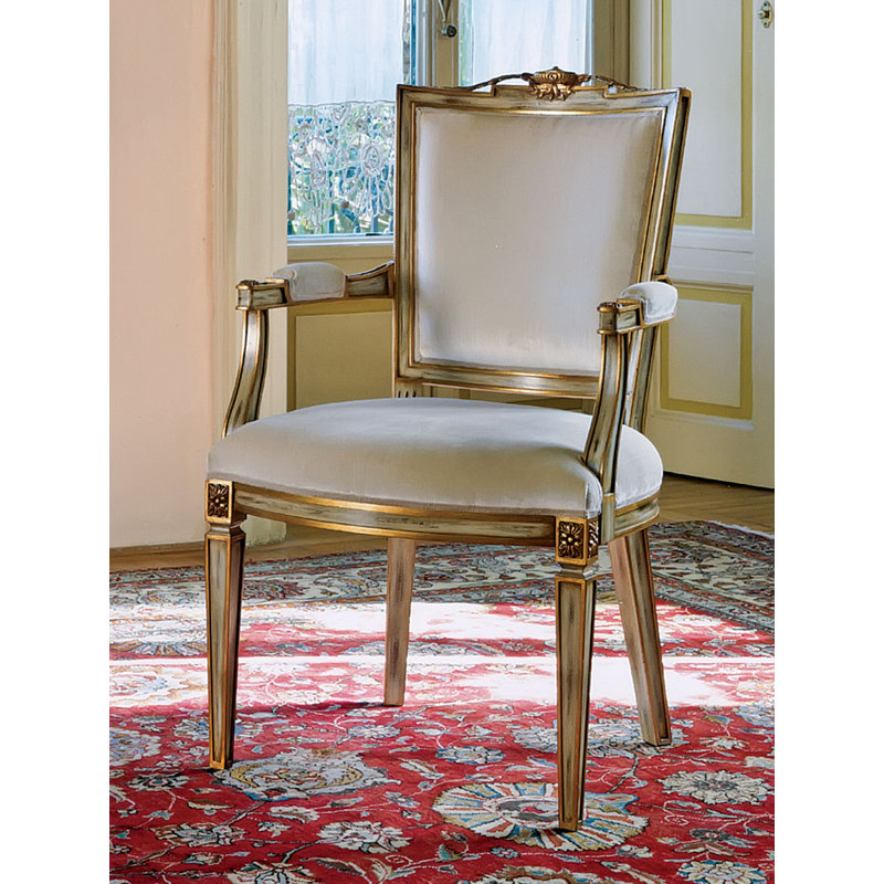 Chaise avec accoudoirs en bois massif gris
