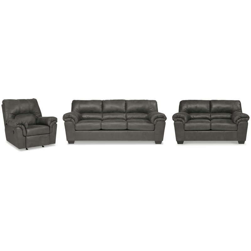Canapé, causeuse et fauteuil inclinable Bladen, Gris