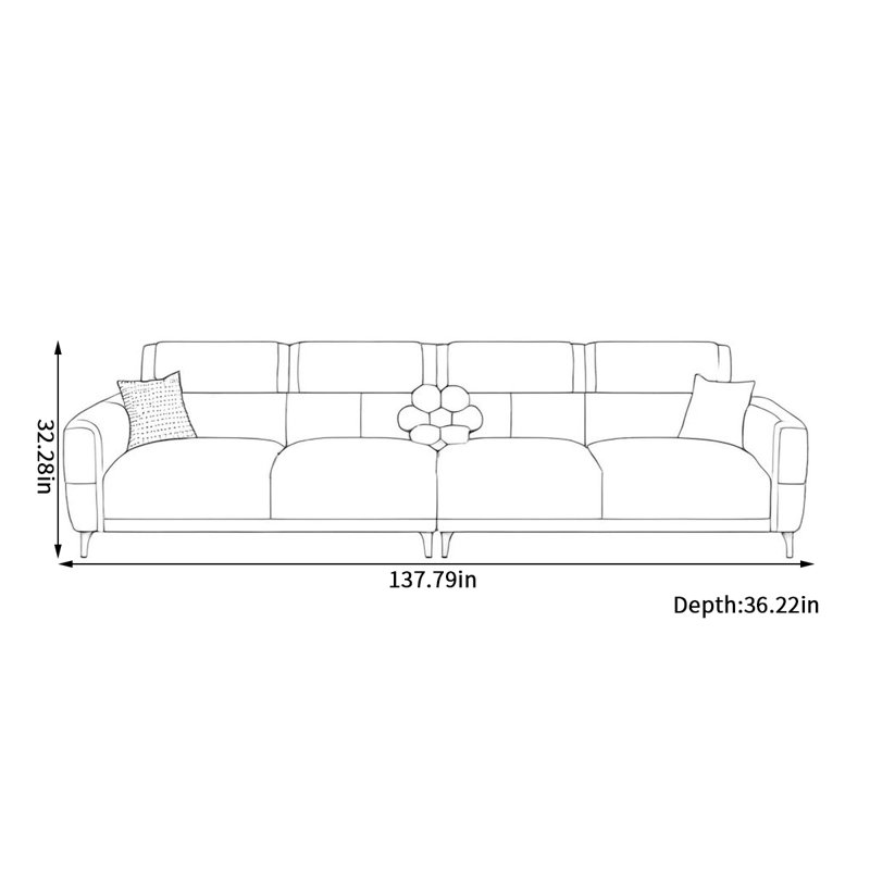 Canapé en flanelle moderne et confortable, H 32,28 po x l 137,79 po x P 36,22 po, 5