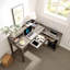 Bureau en L avec mini huche et trois tiroirs