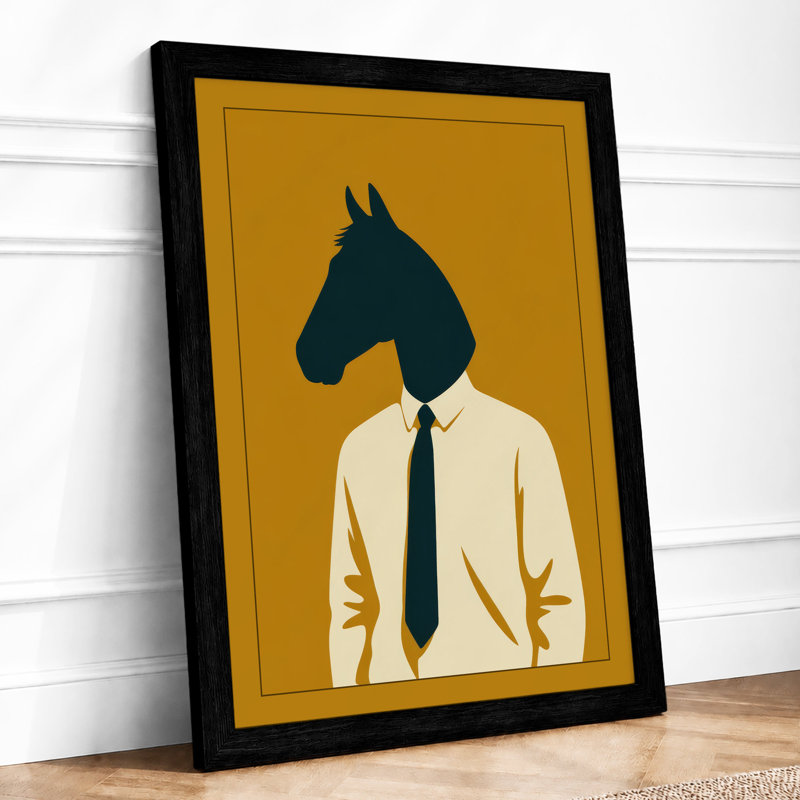 Horse Head Executive Modern - Framed Print, A4 - 29.7 x 21.0 cm, Black